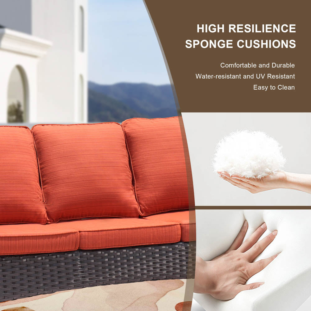 OVIOS Patio Kenard 2-Piece Conversation Set with Loveseat and Three-seat Couch