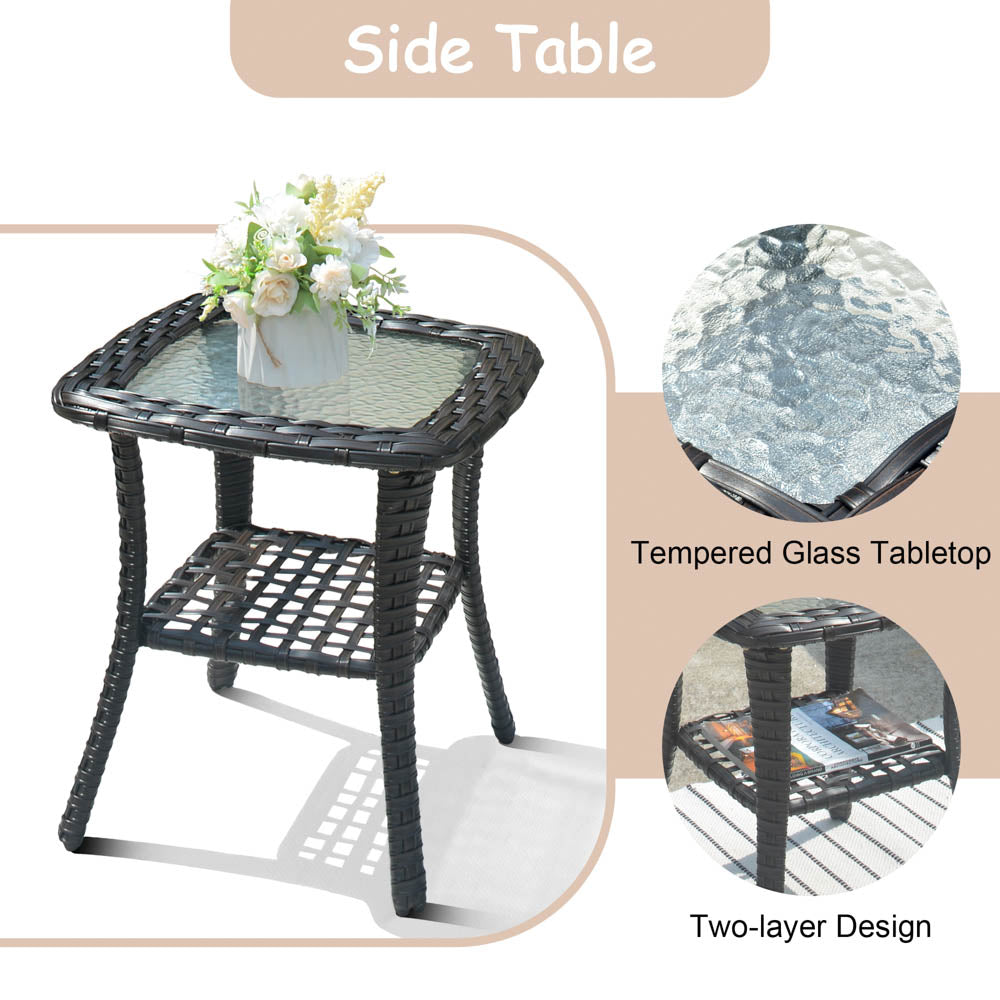 OVIOS Patio Kenard 6-Piece Conversation Set with 42'' Rectangle Propane Fire Pit Table and Rocking Chairs