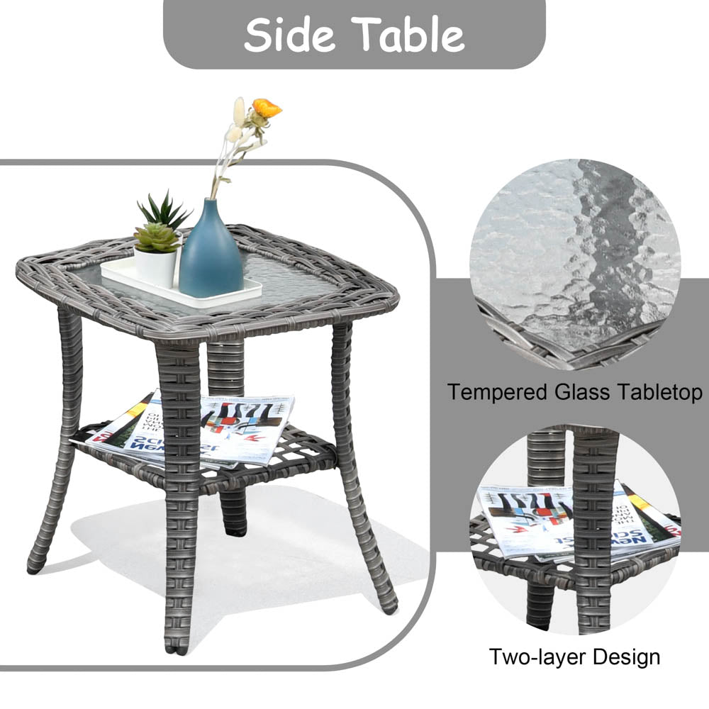 OVIOS Patio Kenard 6-Piece Conversation Set with 42'' Rectangle Propane Fire Pit Table and Rocking Chairs