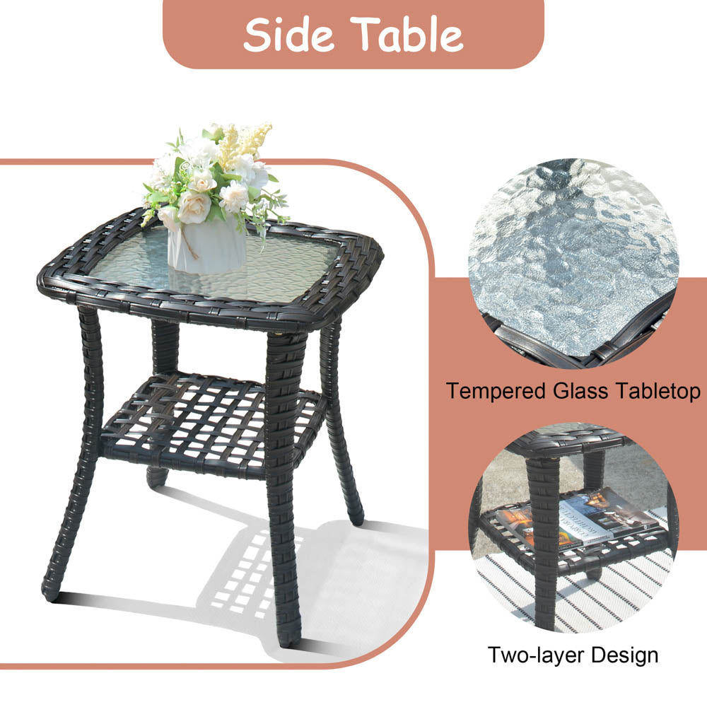 OVIOS Patio Kenard 6-Piece Conversation Set with 42'' Rectangle Propane Fire Pit Table and Rocking Chairs