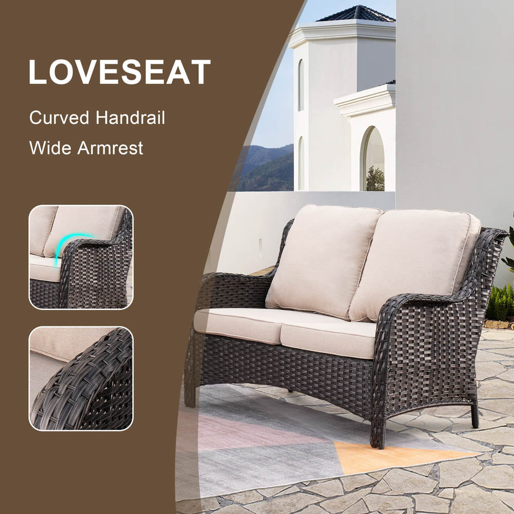 OVIOS Patio Kenard 2-Piece Conversation Set with Loveseat and Three-seat Couch