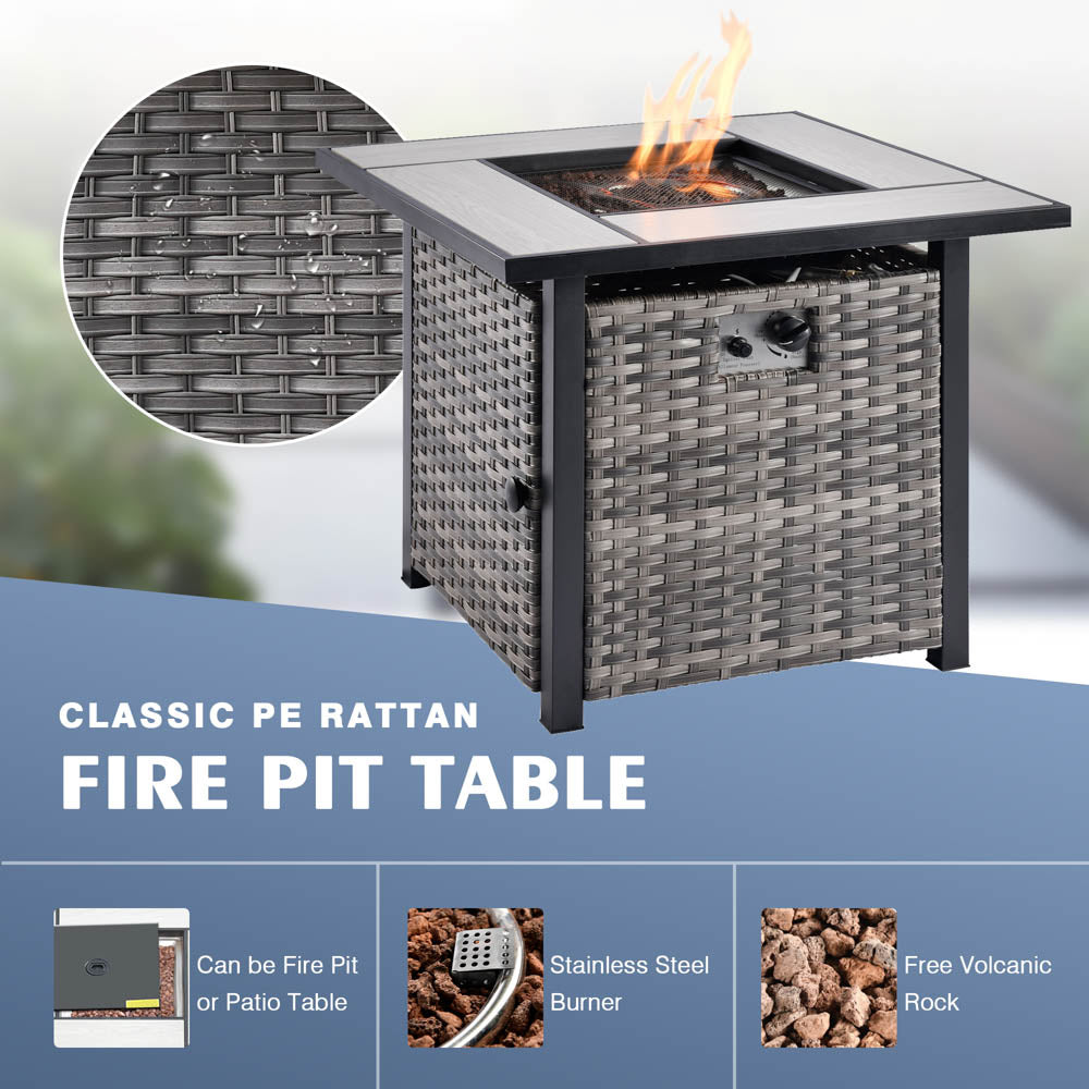 OVIOS Patio Kenard 6-Piece Conversation Set with 30'' Propane Fire Pit Table and Rocking Chairs