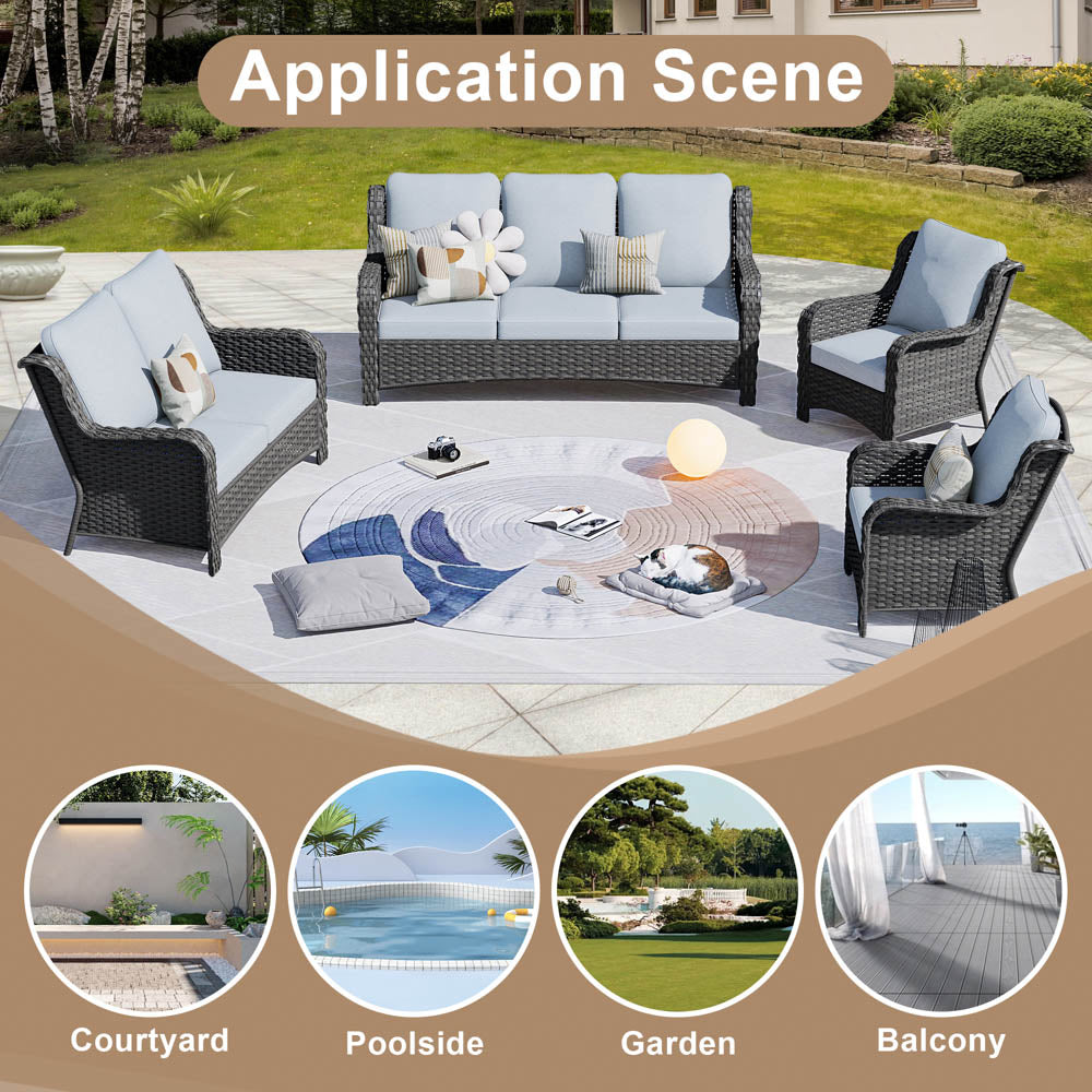 Ovios Patio Kenard 4-Piece Conversation Set with Loveseat