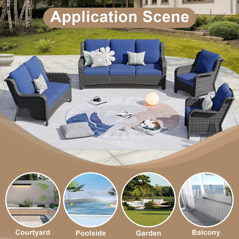 Ovios Patio Kenard 4-Piece Conversation Set with Loveseat