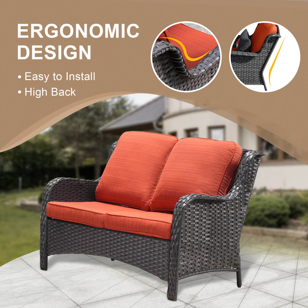Ovios Patio Kenard 4-Piece Conversation Set with Loveseat