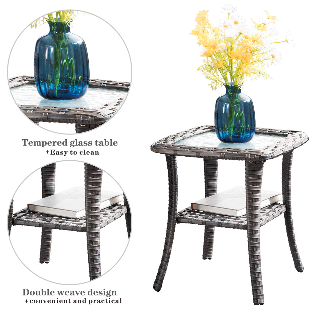 OVIOS Patio Vultros 7-Piece Set with 2 Rocking chairs and 30'' Propane Fire Pit Table