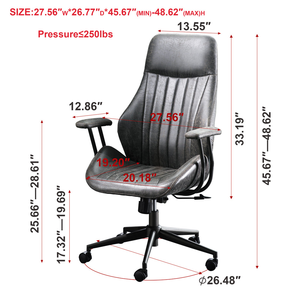 Ovios Office Chair Ergonomic High Back Suede Fabric for Executive or Home Office-Dark Grey