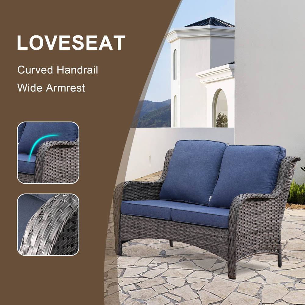 OVIOS Patio Kenard 2-Piece Conversation Set with Loveseat and Three-seat Couch