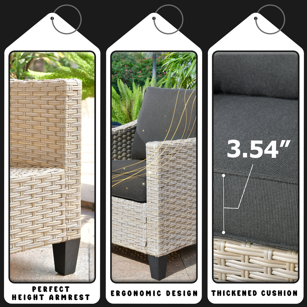 Ovios Athena Series Outdoor Patio Furniture Set 5-Piece with Cushions All Weather Wicker