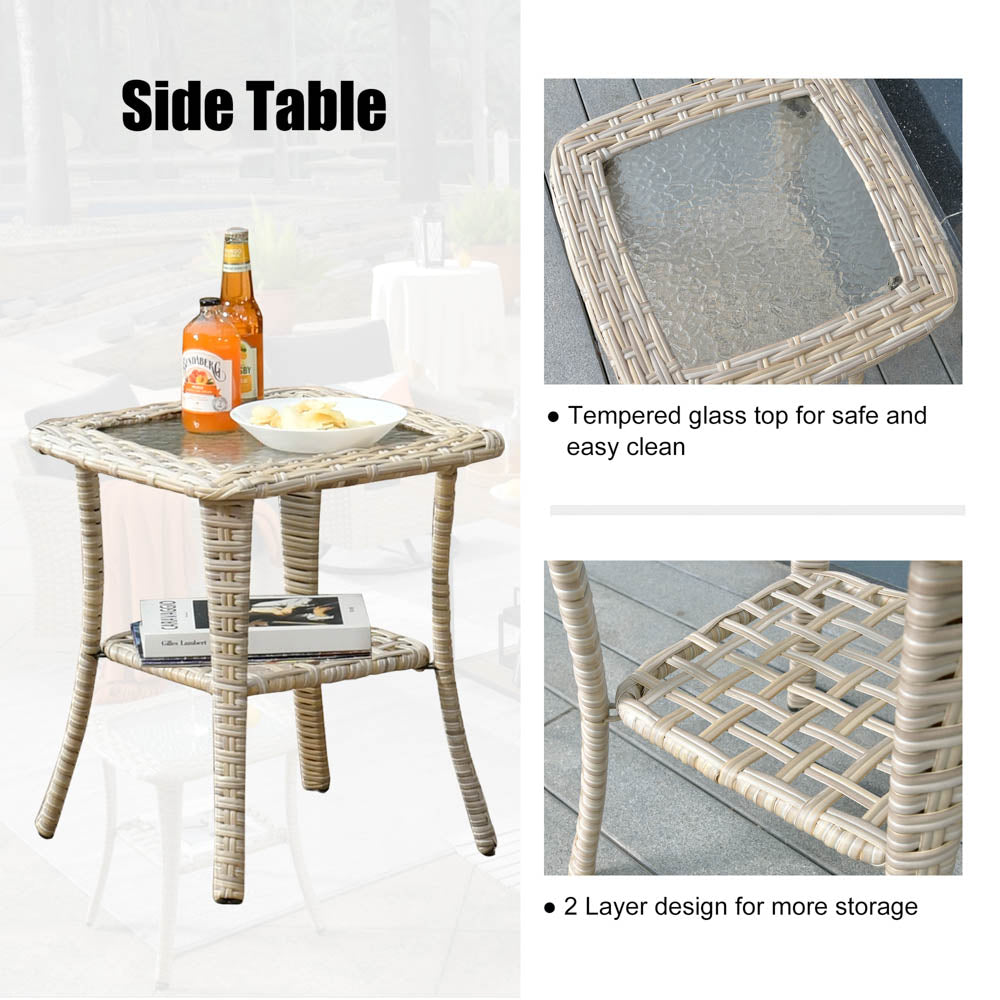 Ovios Athena Series Outdoor Patio Furniture Set 3-Piece, Swivel Chairs and Side Table