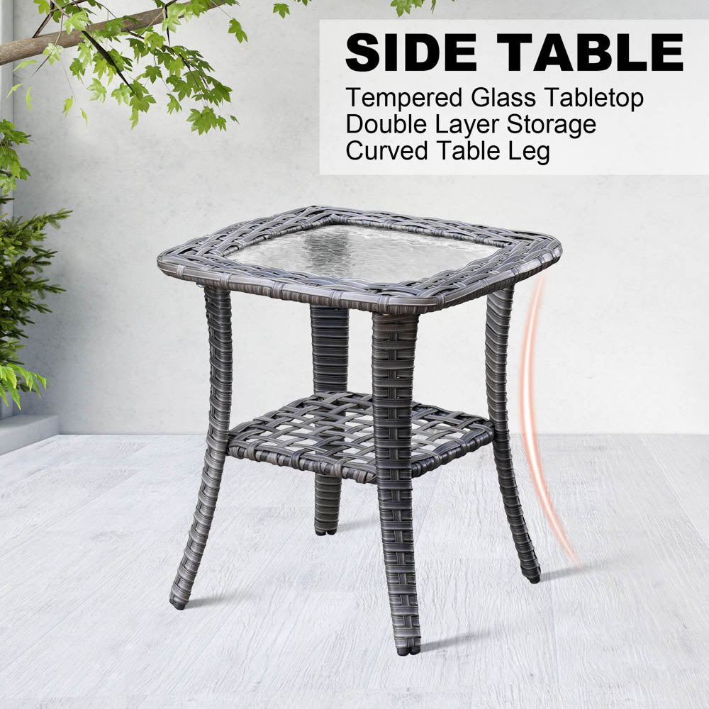 OVIOS Patio Vultros 8-Piece Set With Swivel Chair and Rectangle 42'' Propane Fire Pit Table