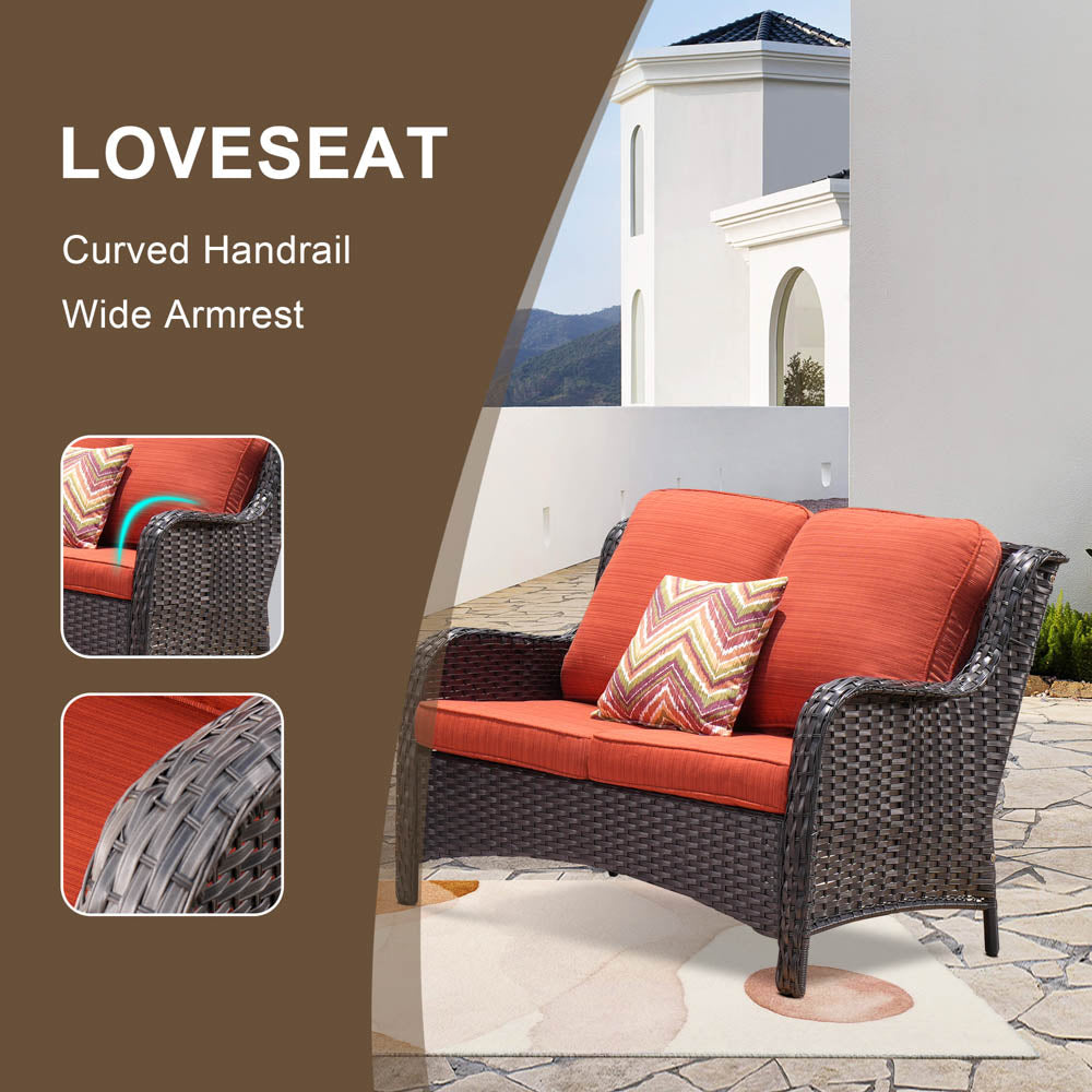 OVIOS Patio Kenard 2-Piece Conversation Set with Loveseat and Three-seat Couch