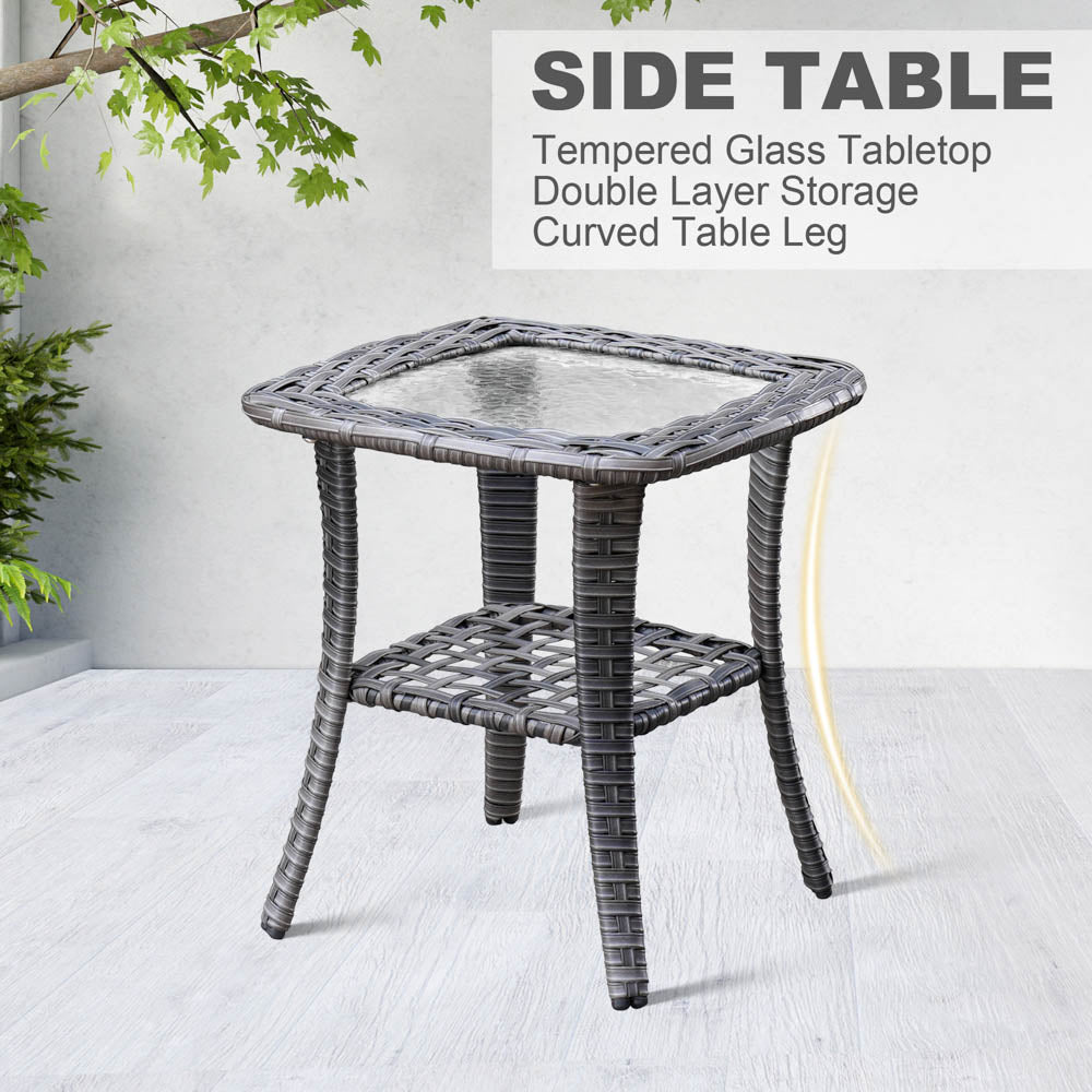 OVIOS Patio Vultros 8-Piece Set With Swivel Chair and Rectangle 42'' Propane Fire Pit Table