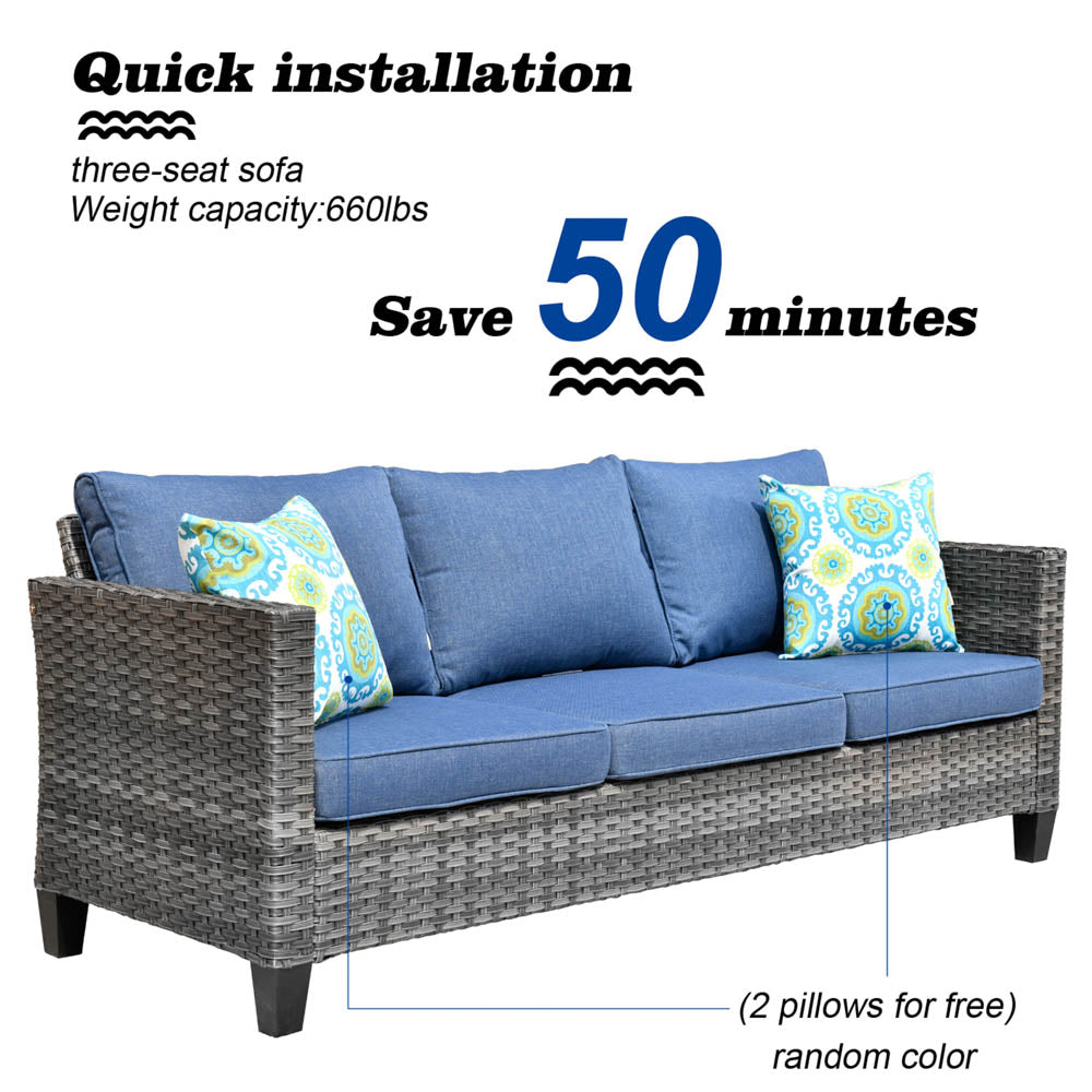 #color_Grey Wicker Denim Blue Cushion