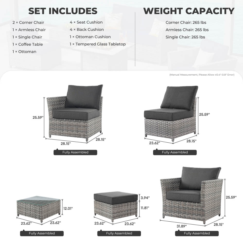 OVIOS Patio Furniture Set New Rimaru 6-Piece, Fully Assembled