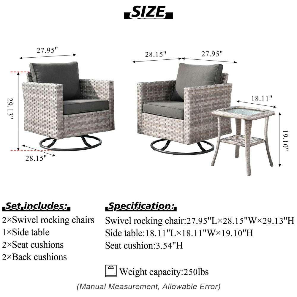 OVIOS Rocking Chair Outdoor Table and Chairs matching BBR broad handrails series