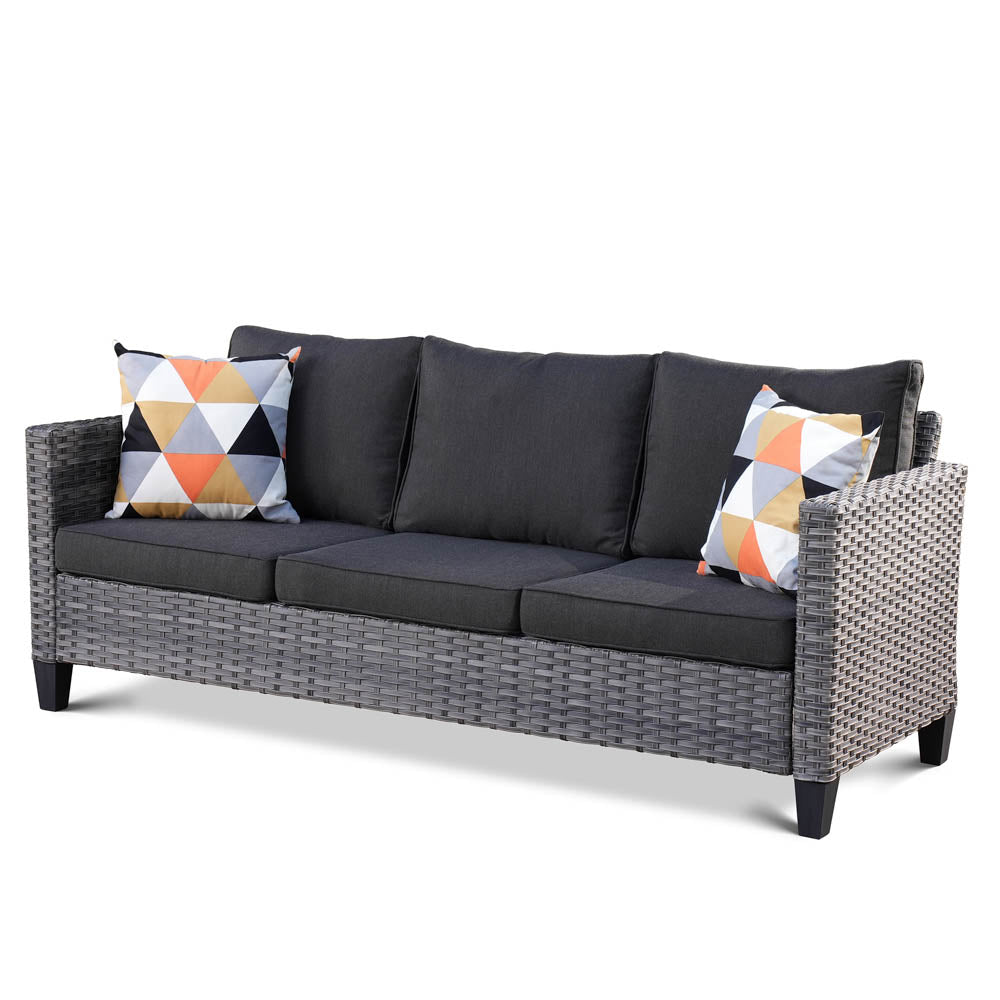 Ovios Patio Vultros 7-Piece Set With Swivel Chair and Rectangle 42'' Propane Fire Pit Table