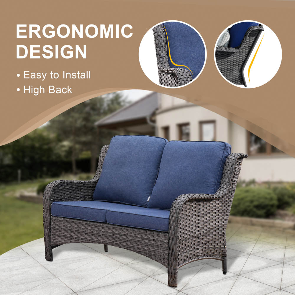 Ovios Patio Kenard 4-Piece Conversation Set with Loveseat