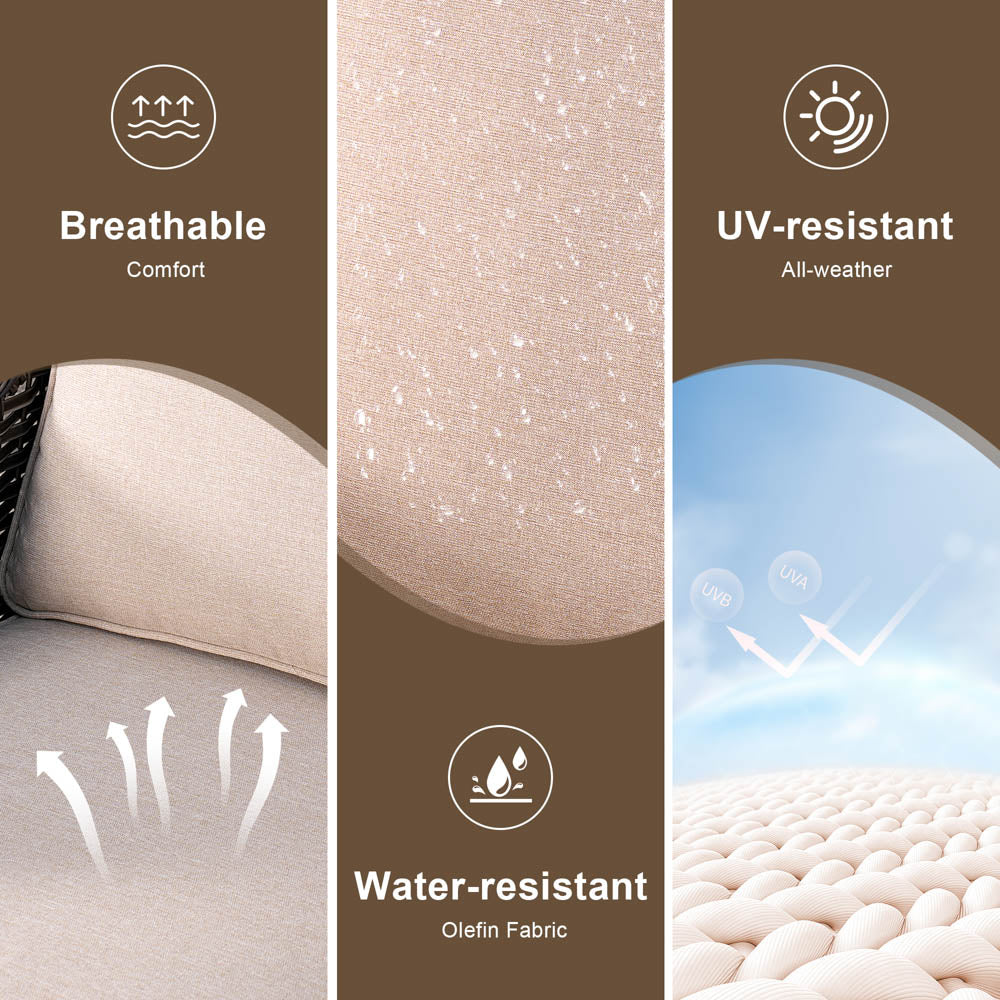 OVIOS Patio Kenard 2-Piece Conversation Set with Loveseat and Three-seat Couch