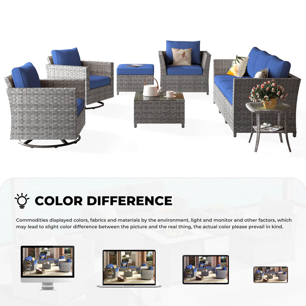 OVIOS New Rimaru Series Patio Furniture Set 9-Piece include Swivel Chairs Set Partially Assembled