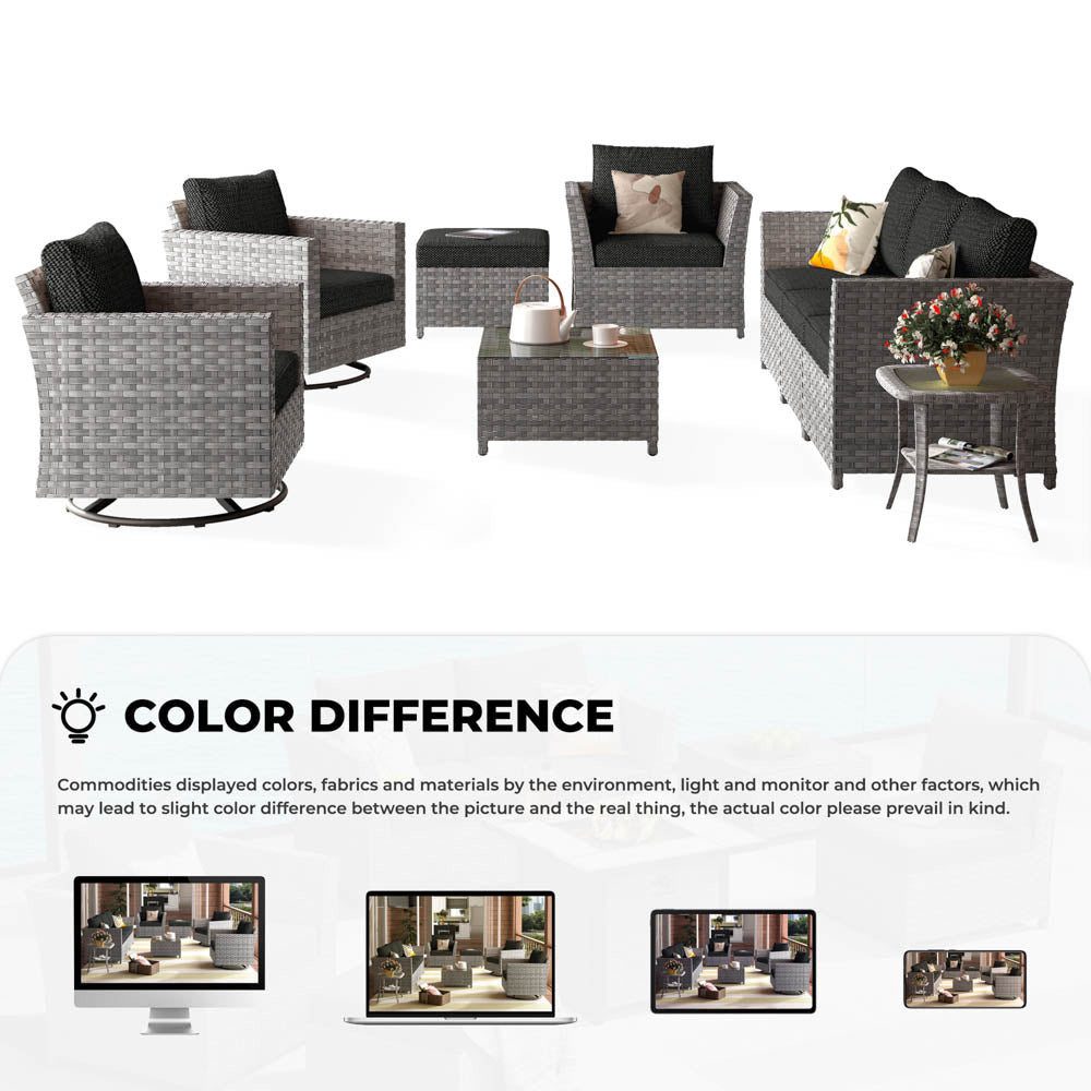 OVIOS New Rimaru Series Patio Furniture Set 9-Piece include Swivel Chairs Set Partially Assembled