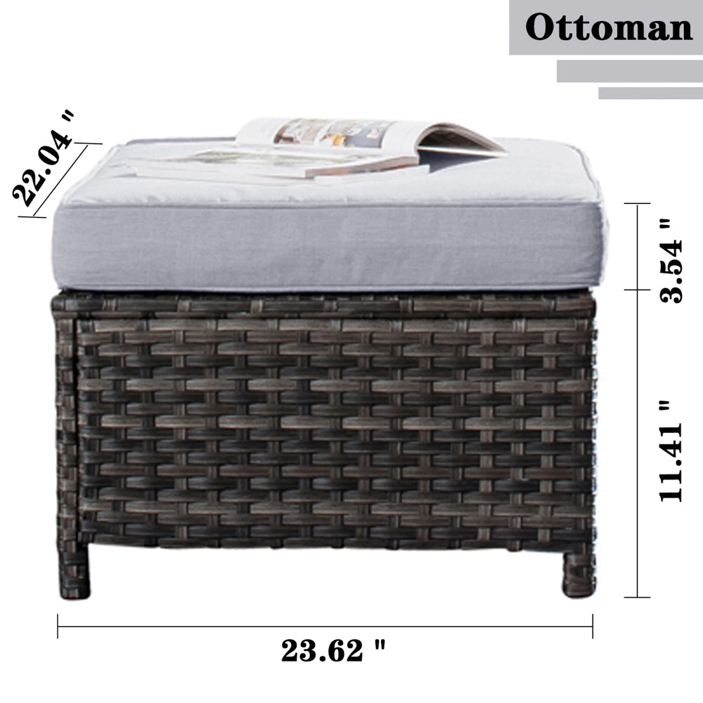 OVIOS Patio Vultros 7-Piece Set with 2 Rocking chairs and 30'' Propane Fire Pit Table