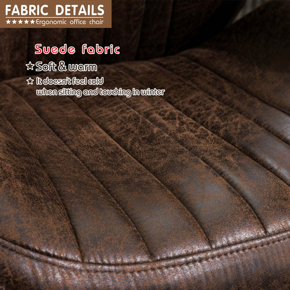 Ovios Office Chair Ergonomic High Back Suede Fabric for Executive or Home Office-Dark Brown