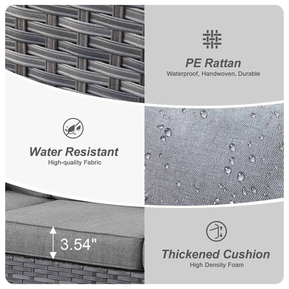 OVIOS Patio Vultros 8-Piece Set With Swivel Chair and Rectangle 42'' Propane Fire Pit Table