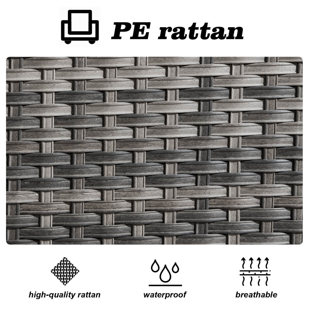 OVIOS Patio Vultros 8-Piece Set With Swivel Chair and Rectangle 42'' Propane Fire Pit Table