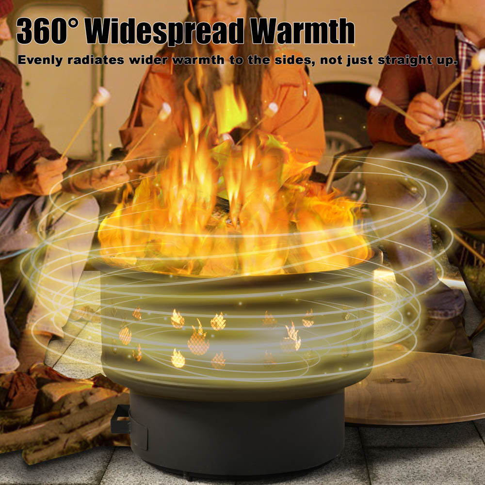 OVIOS 25.39'' Round Steel Wood Burning Fire Pit