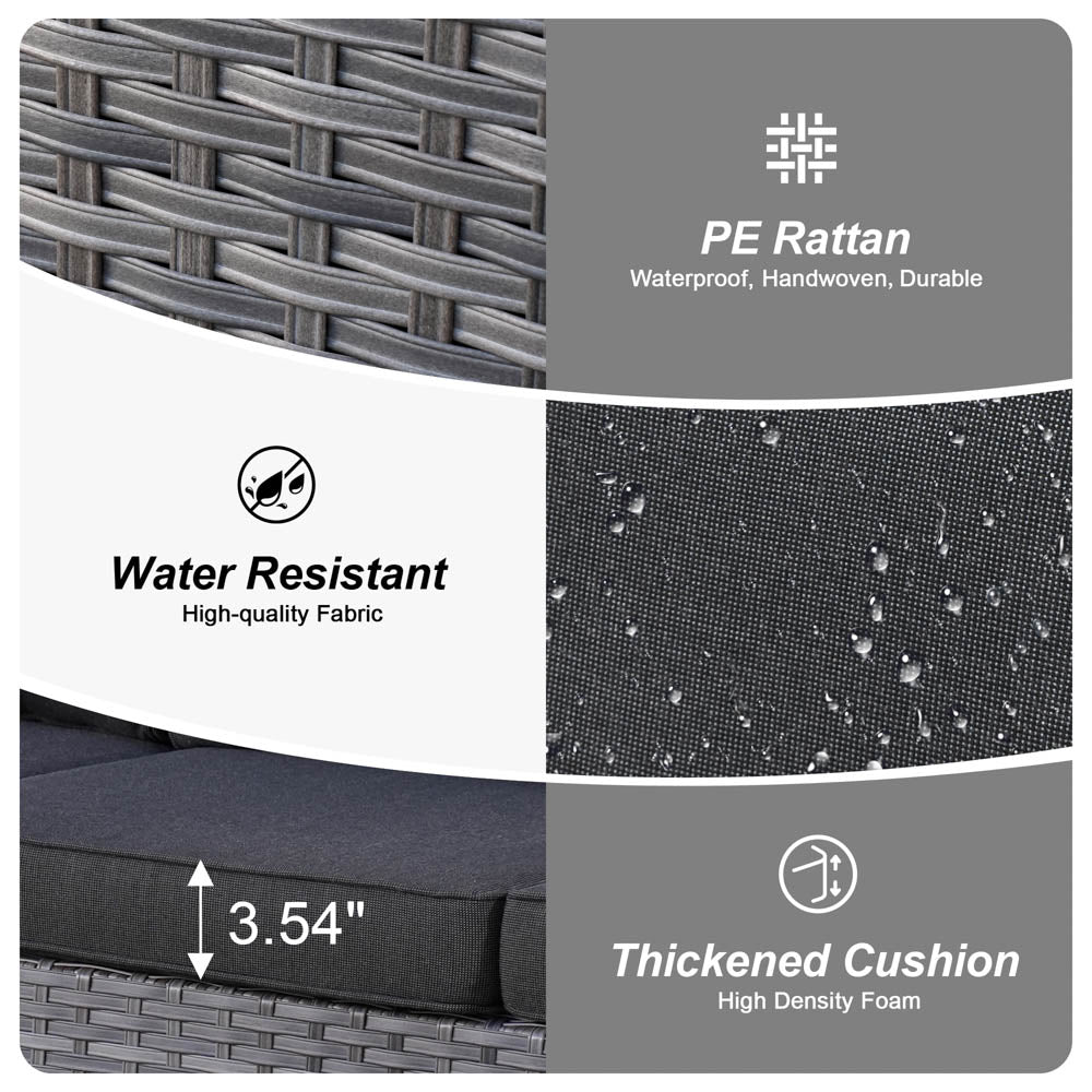 OVIOS Patio Vultros 8-Piece Set With Swivel Chair and Rectangle 42'' Propane Fire Pit Table