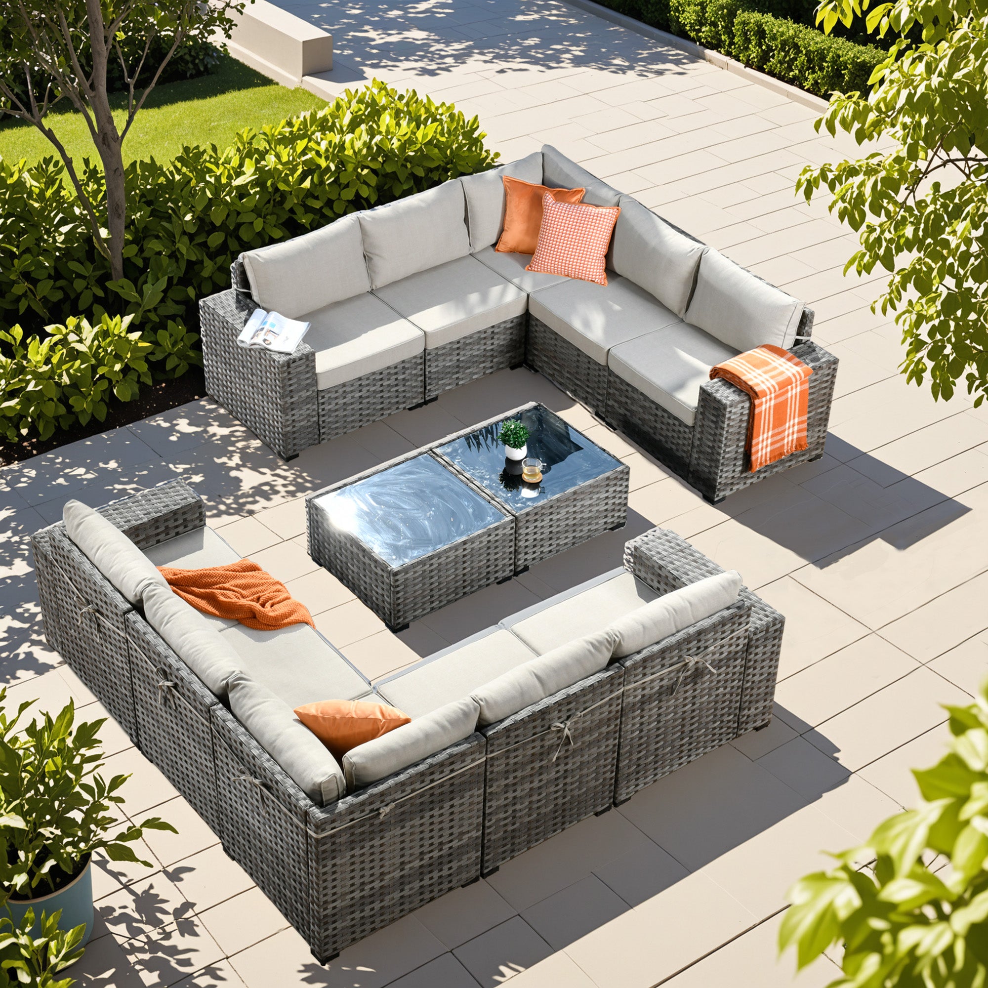 OVIOS Outdoor Conversation Set with 7.68" Extra-Wide Armrests and Rocking Chairs