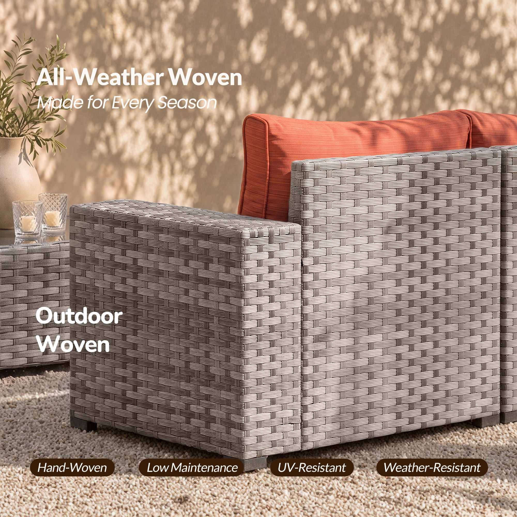 OVIOS 6 Pieces Outdoor Sectional Sofa with 7.68'' Broad Handrails