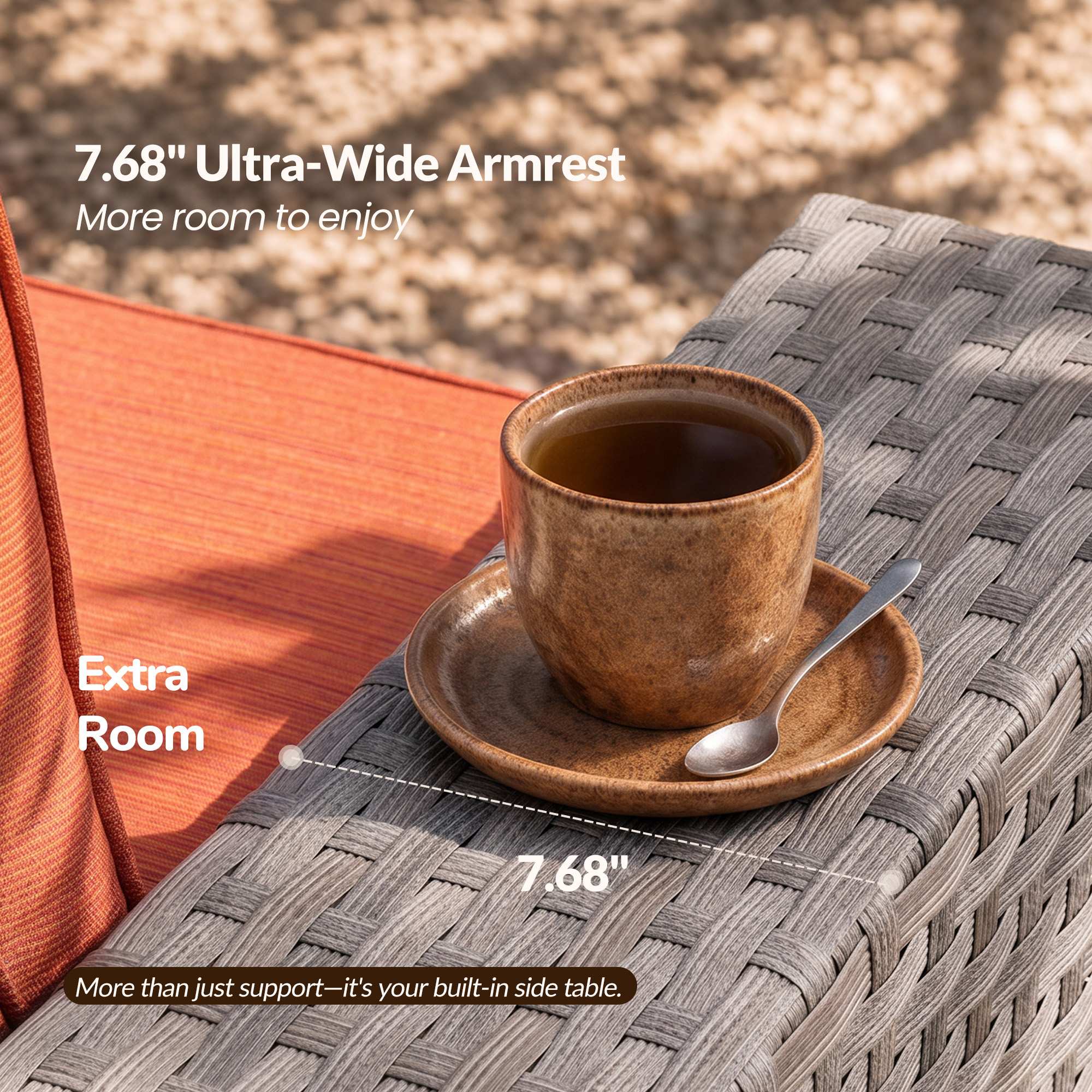 OVIOS 6 Pieces Outdoor Sectional Sofa with 7.68'' Broad Handrails