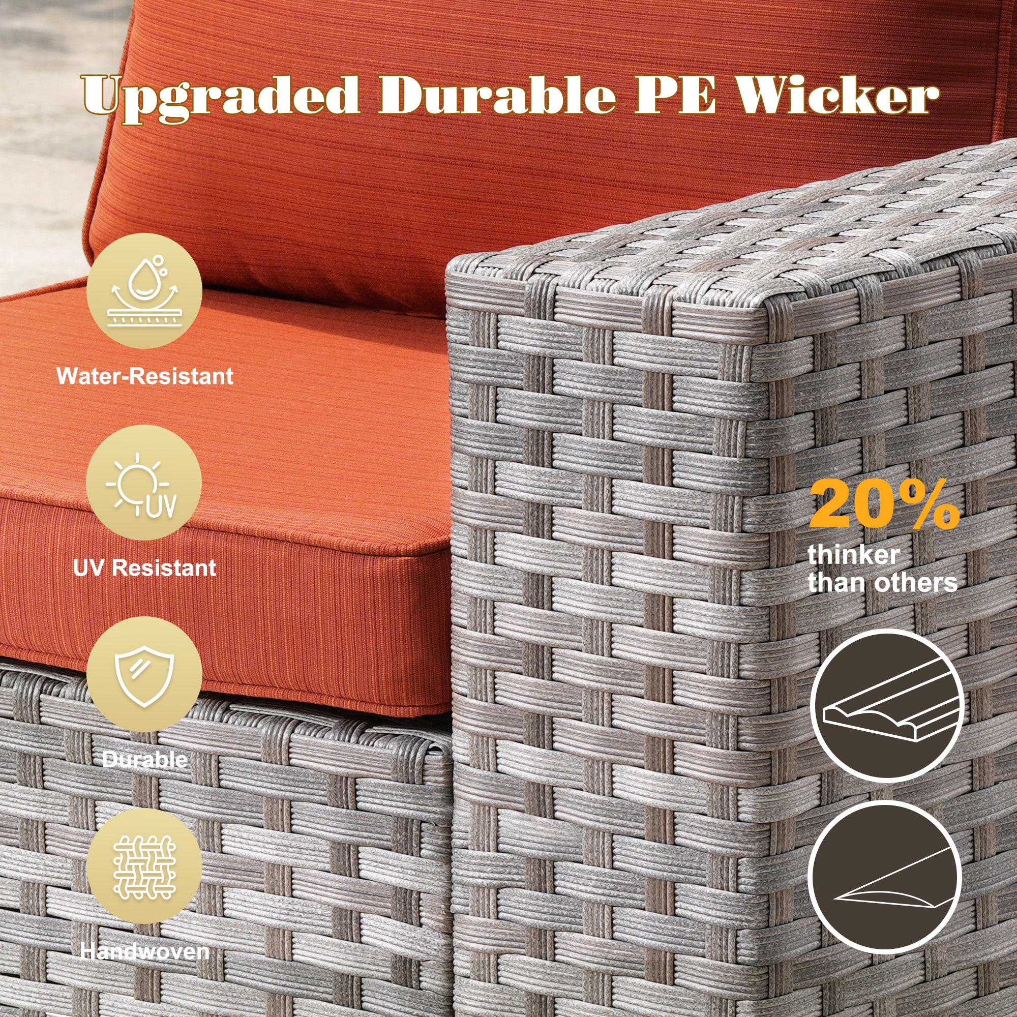 OVIOS Outdoor Conversation Set with 7.68" Extra-Wide Armrests and Rocking Chairs