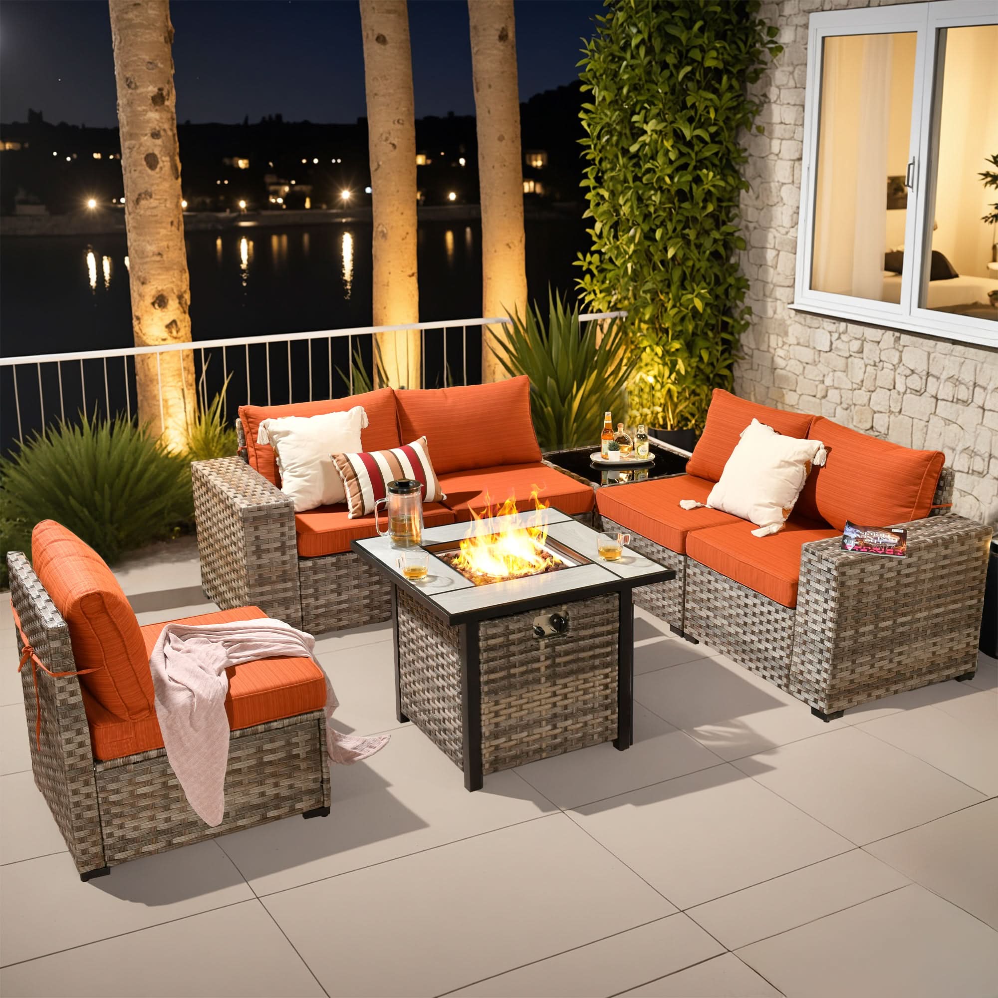 OVIOS 7-Piece Outdoor Furniture Set with 7.68'' Wide Armrests