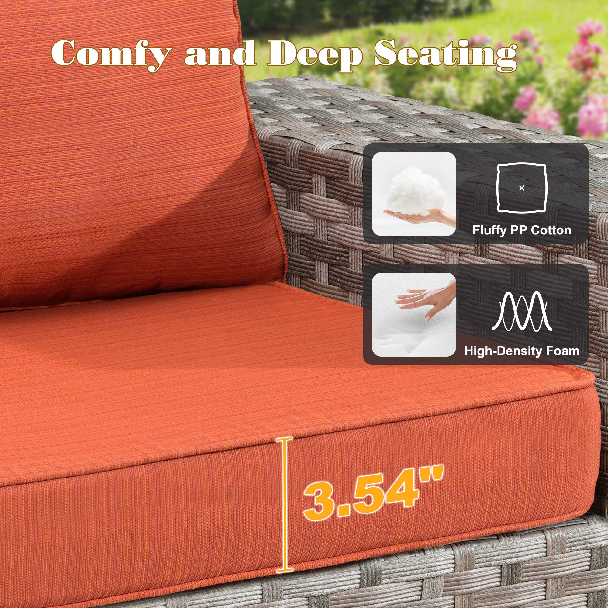 OVIOS Outdoor Conversation Set with 7.68" Extra-Wide Armrests and Rocking Chairs