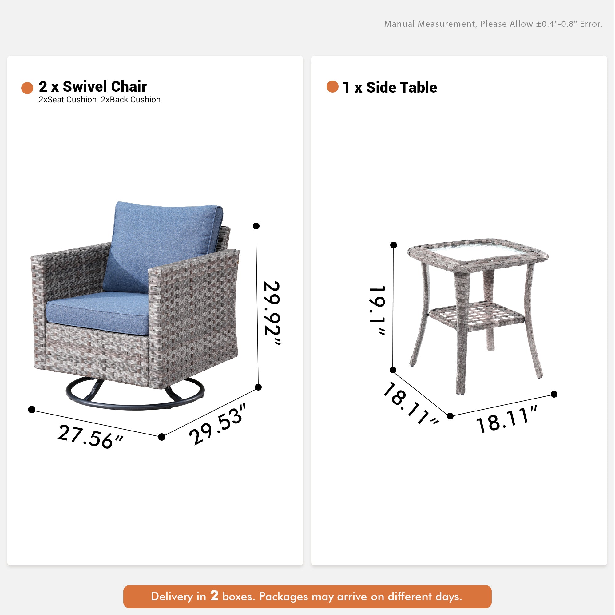 OVIOS Rocking Chair Outdoor Table and Chairs matching BBR broad handrails series