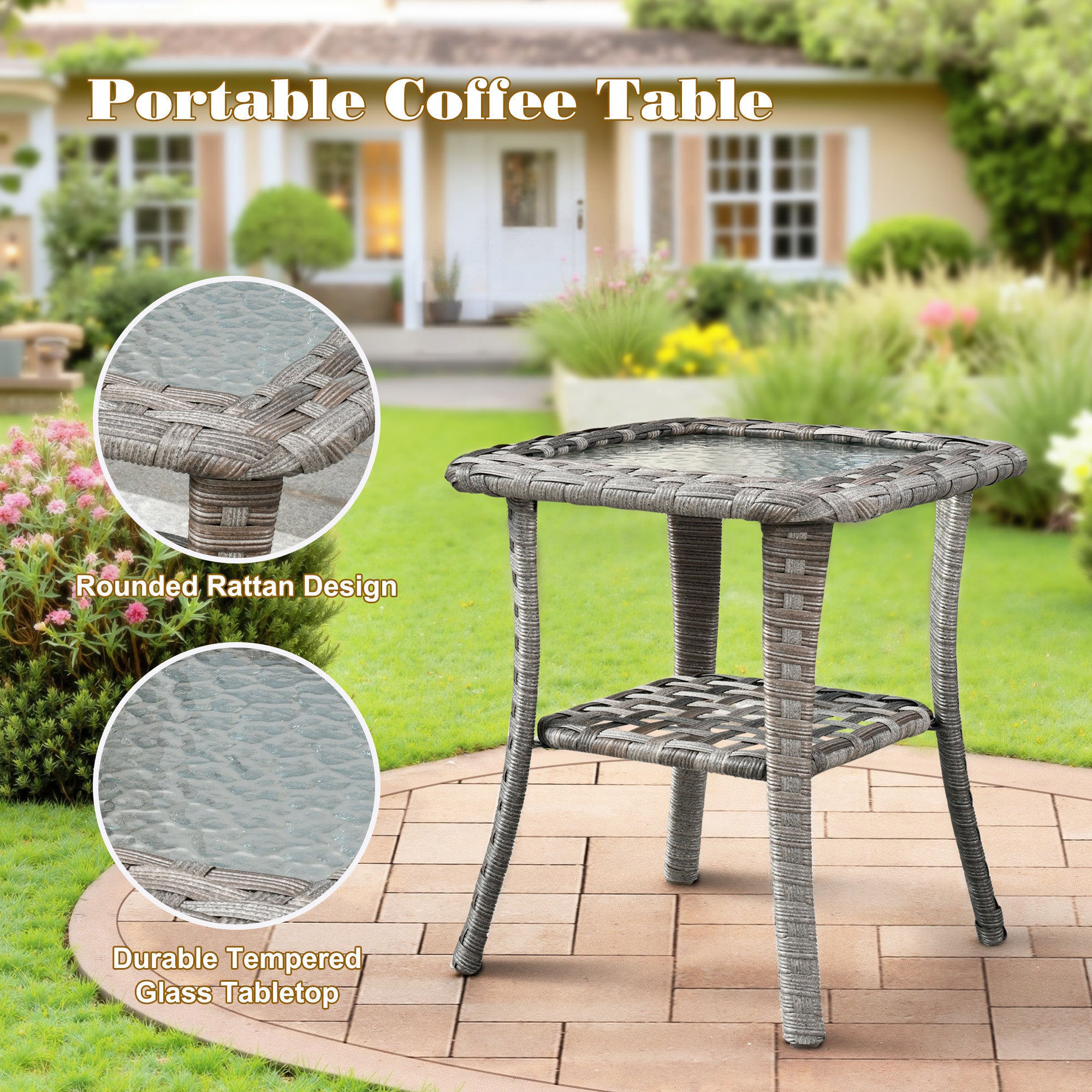 OVIOS Outdoor Conversation Set with 7.68" Extra-Wide Armrests and Rocking Chairs