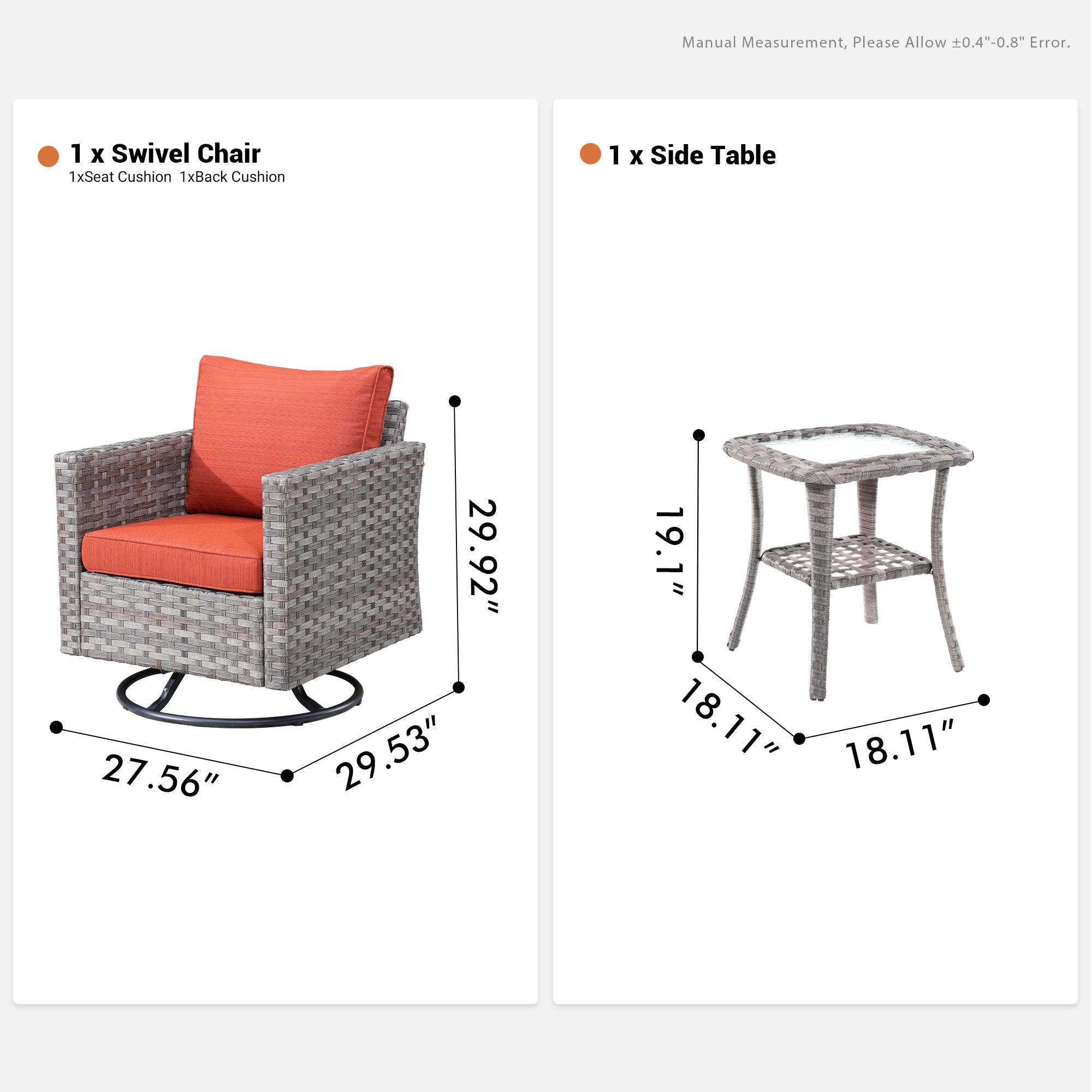 OVIOS Rocking Chair Outdoor Table and Chairs matching BBR broad handrails series
