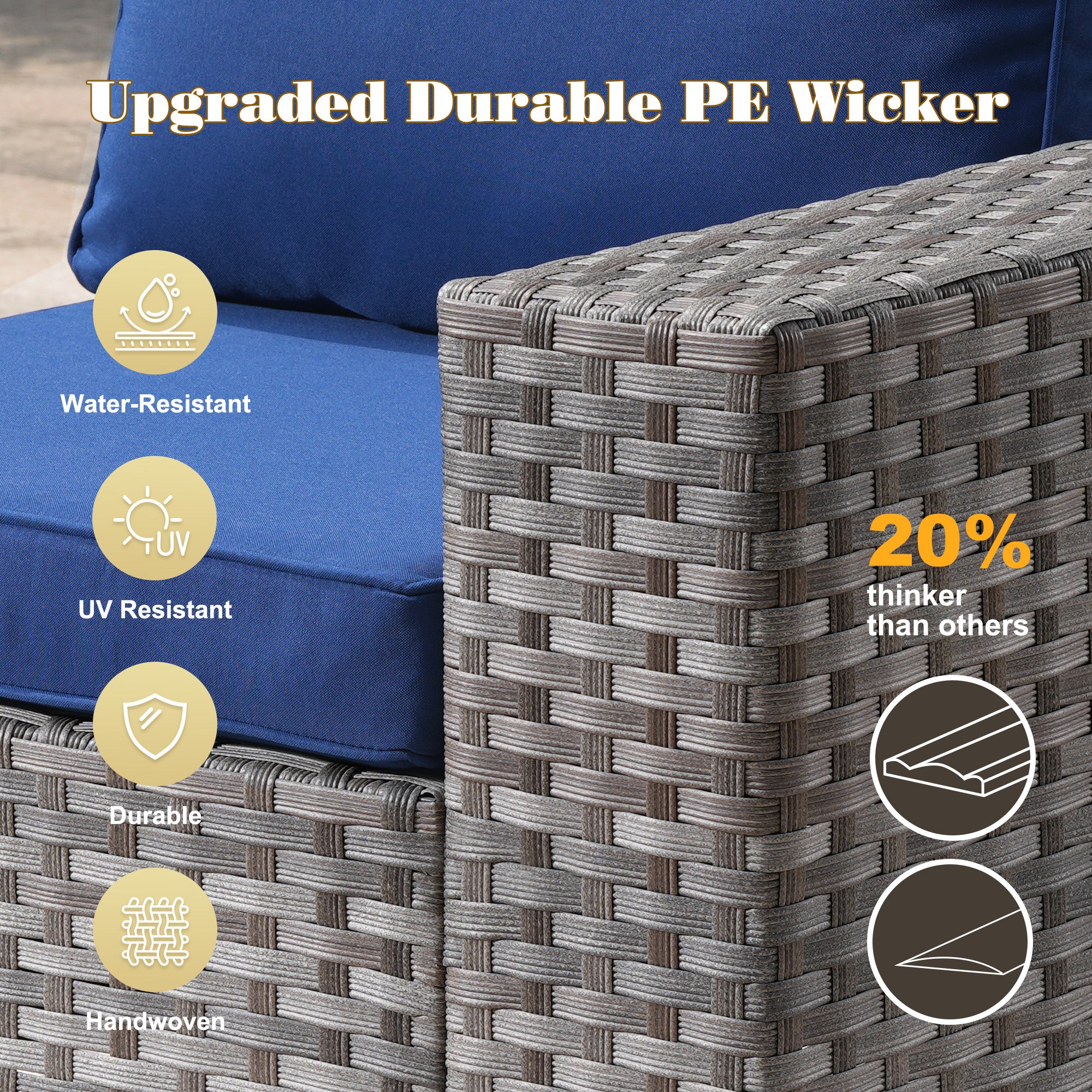 OVIOS Outdoor Conversation Set with 7.68" Extra-Wide Armrests and Rocking Chairs