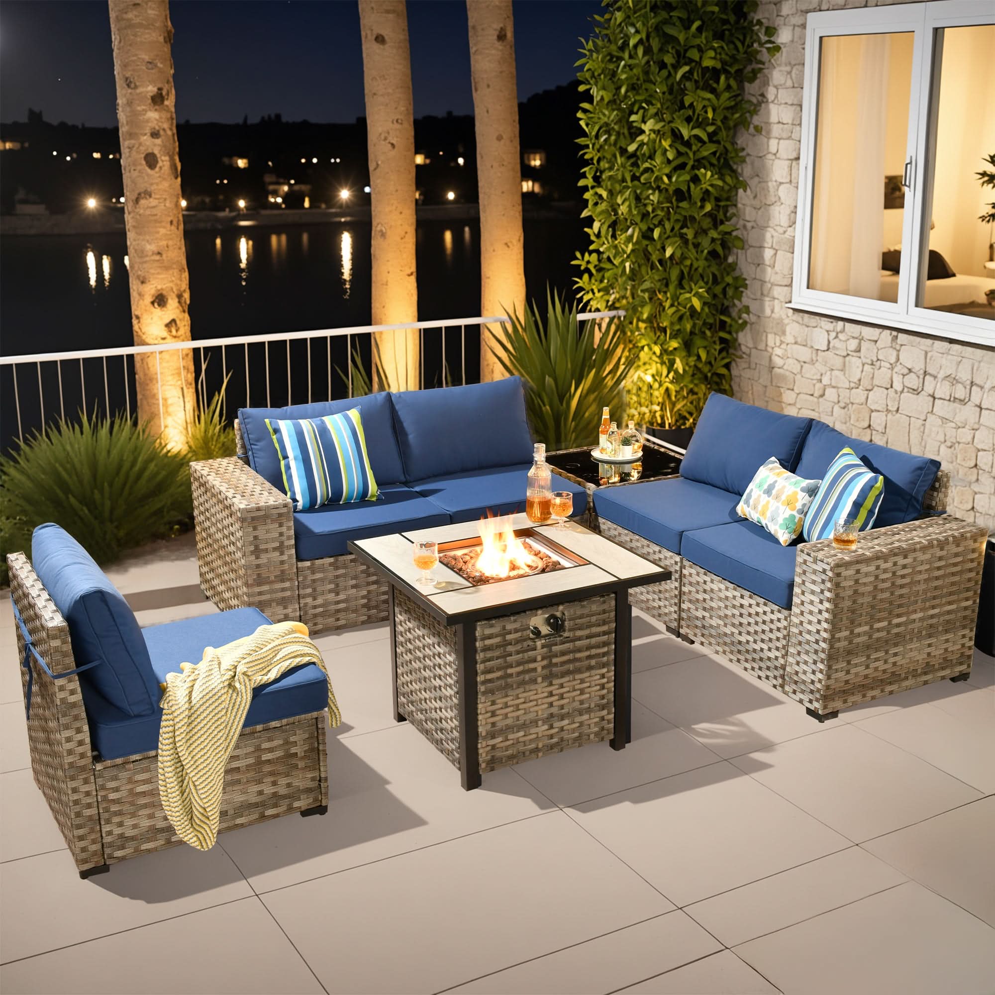 OVIOS 7-Piece Outdoor Furniture Set with 7.68'' Wide Armrests
