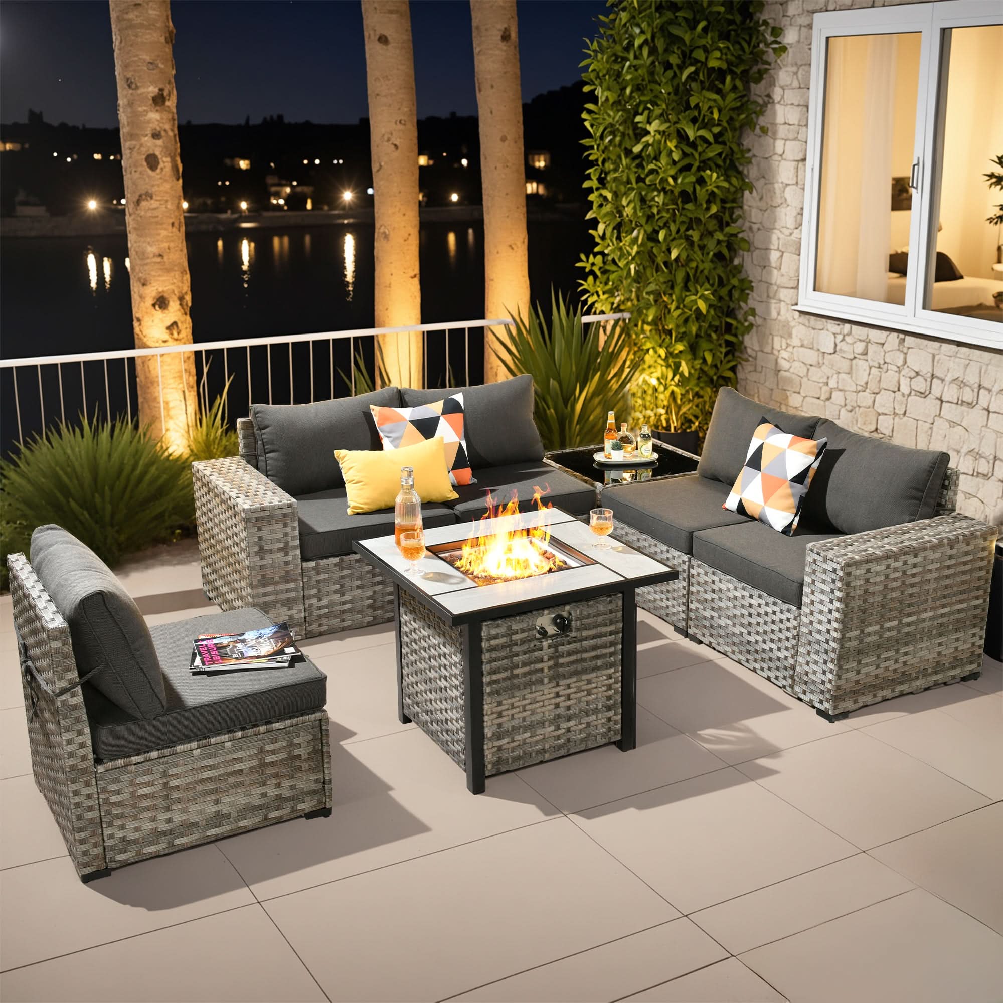 OVIOS 7-Piece Outdoor Furniture Set with 7.68'' Wide Armrests