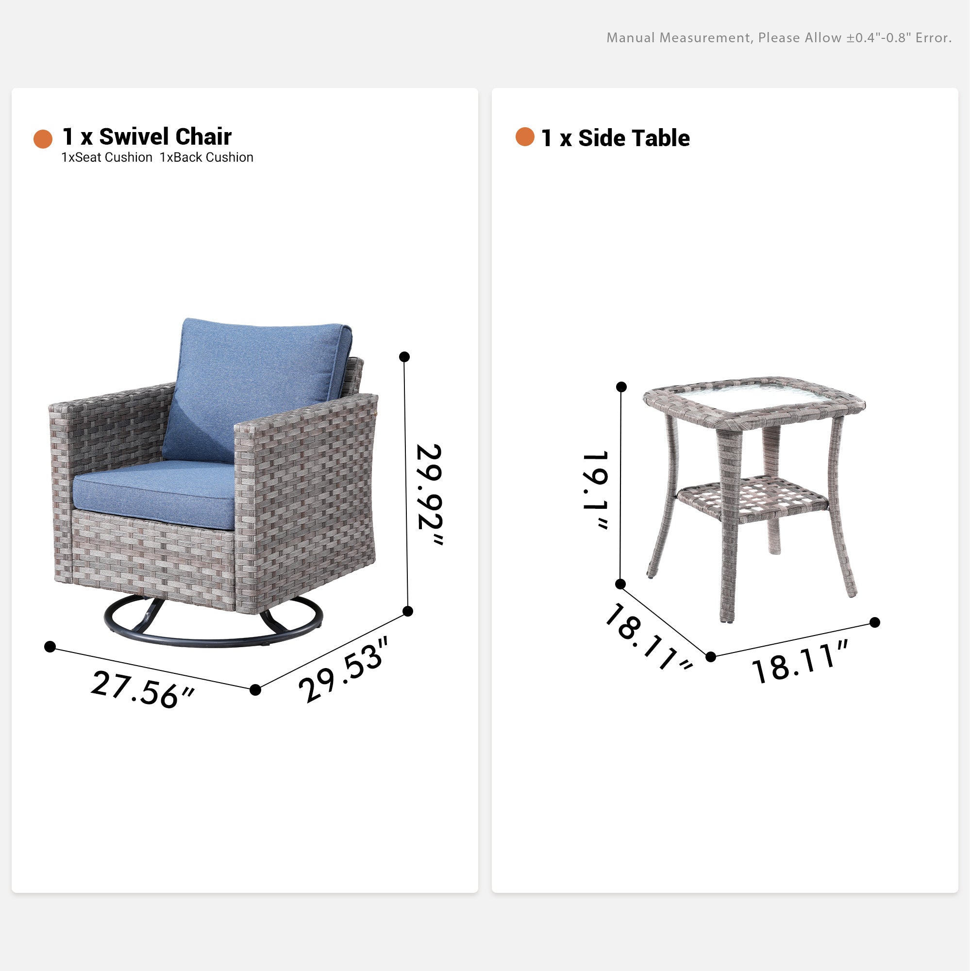 OVIOS Rocking Chair Outdoor Table and Chairs matching BBR broad handrails series