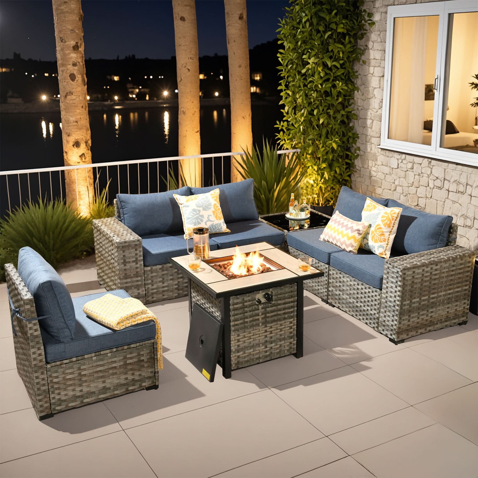 OVIOS 7-Piece Outdoor Furniture Set with 7.68'' Wide Armrests