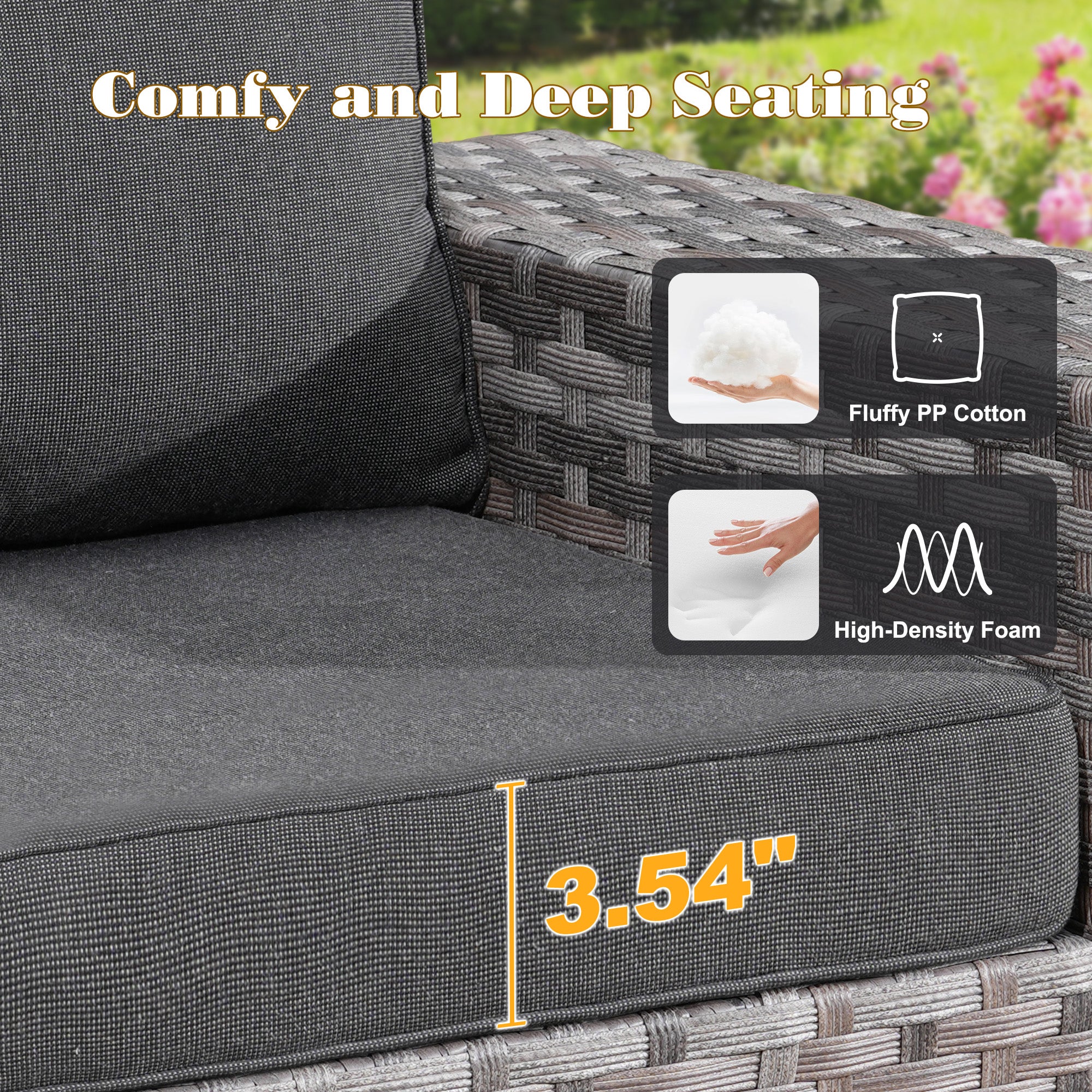 OVIOS Outdoor Conversation Set with 7.68" Extra-Wide Armrests and Rocking Chairs