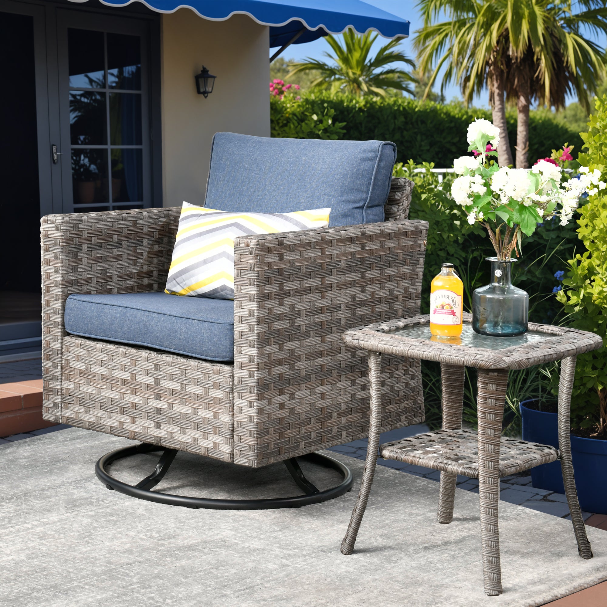 OVIOS Rocking Chair Outdoor Table and Chairs matching BBR broad handrails series