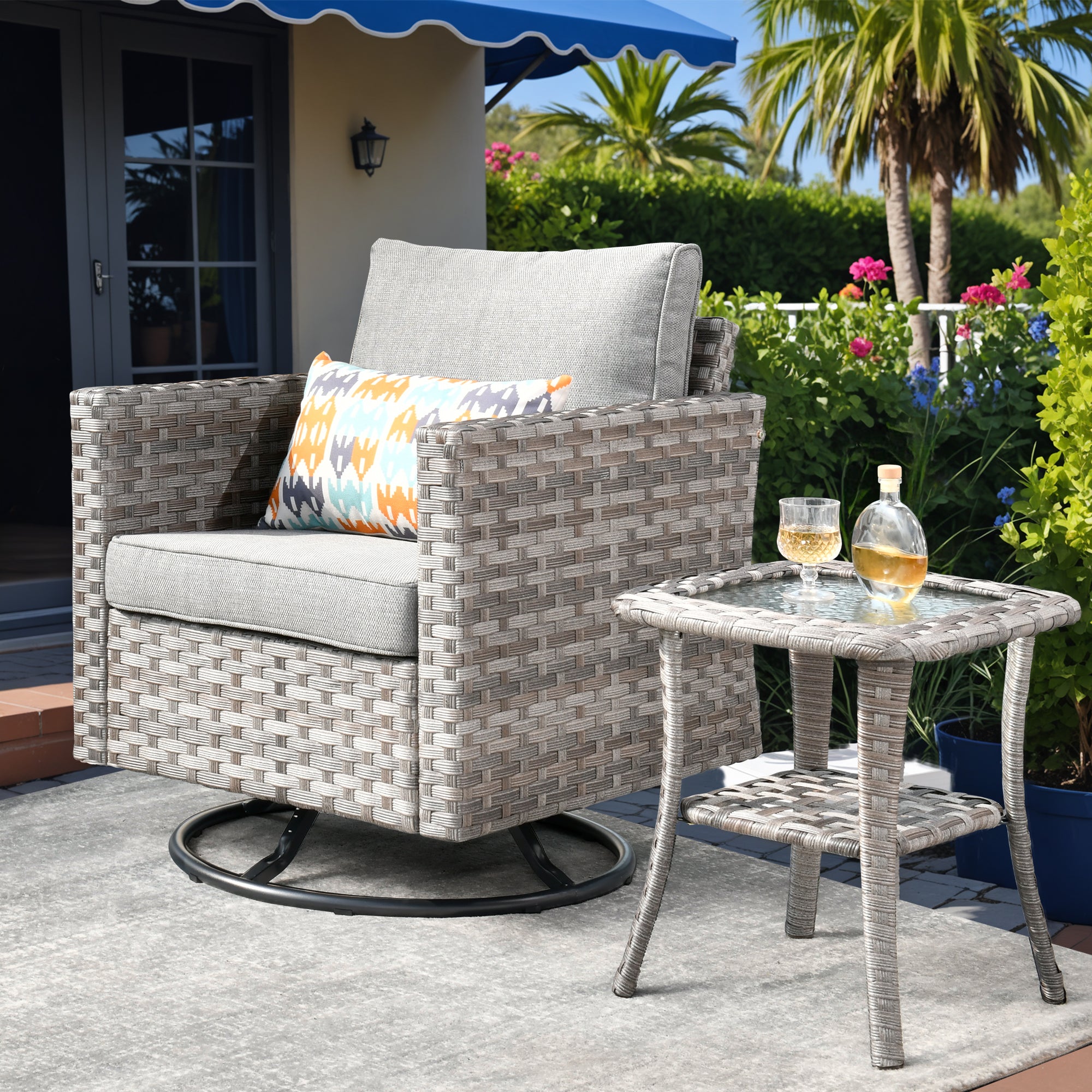 OVIOS Rocking Chair Outdoor Table and Chairs matching BBR broad handrails series