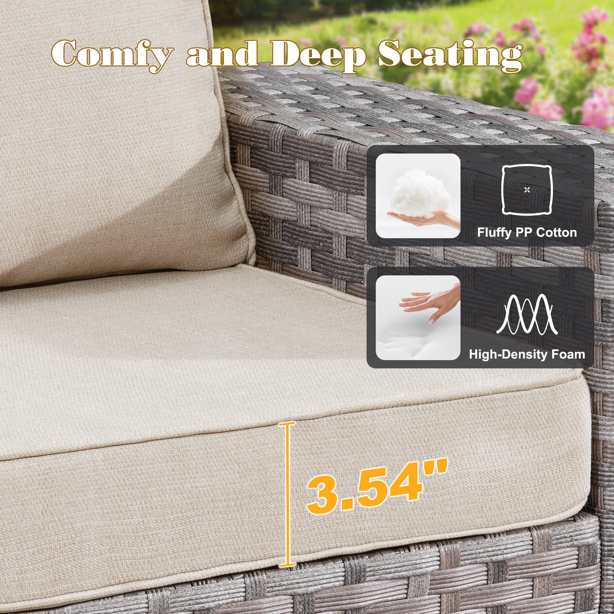 OVIOS Outdoor Conversation Set with 7.68" Extra-Wide Armrests and Rocking Chairs