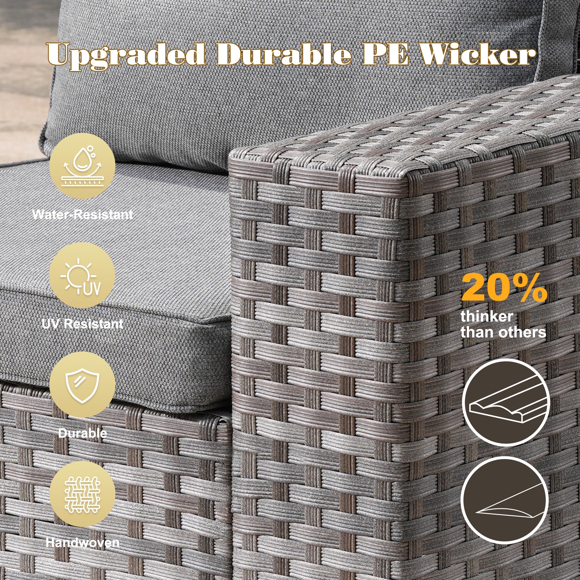 OVIOS Outdoor Conversation Set with 7.68" Extra-Wide Armrests and Rocking Chairs